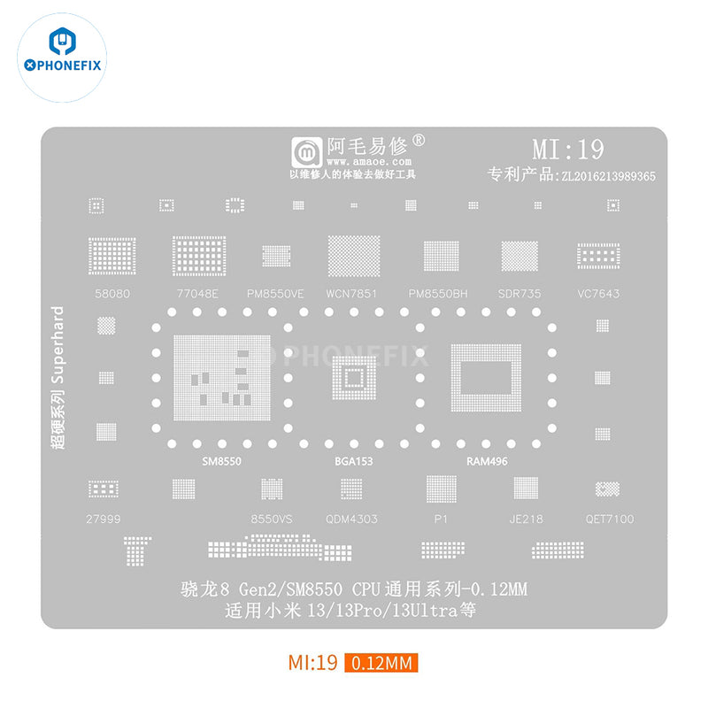 Universal Amaoe CPU BGA Reballing Stencil For Xiaomo Redmi Repair