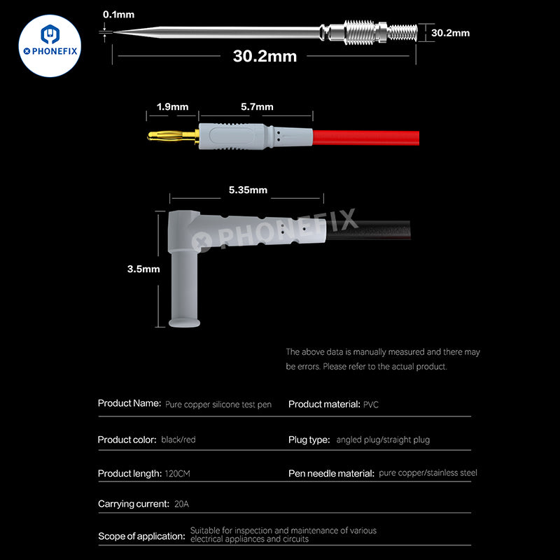 i2C Pure Copper Silicone Test Pen Multimeter Gold-Plated Probe Tip
