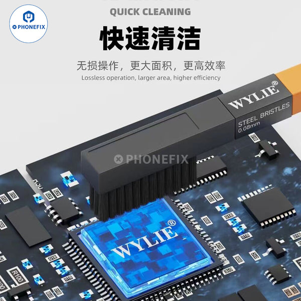 WYLIE 2 IN 1 Aluminum Alloy Steel Brush PCB Chips Cleaning Repair