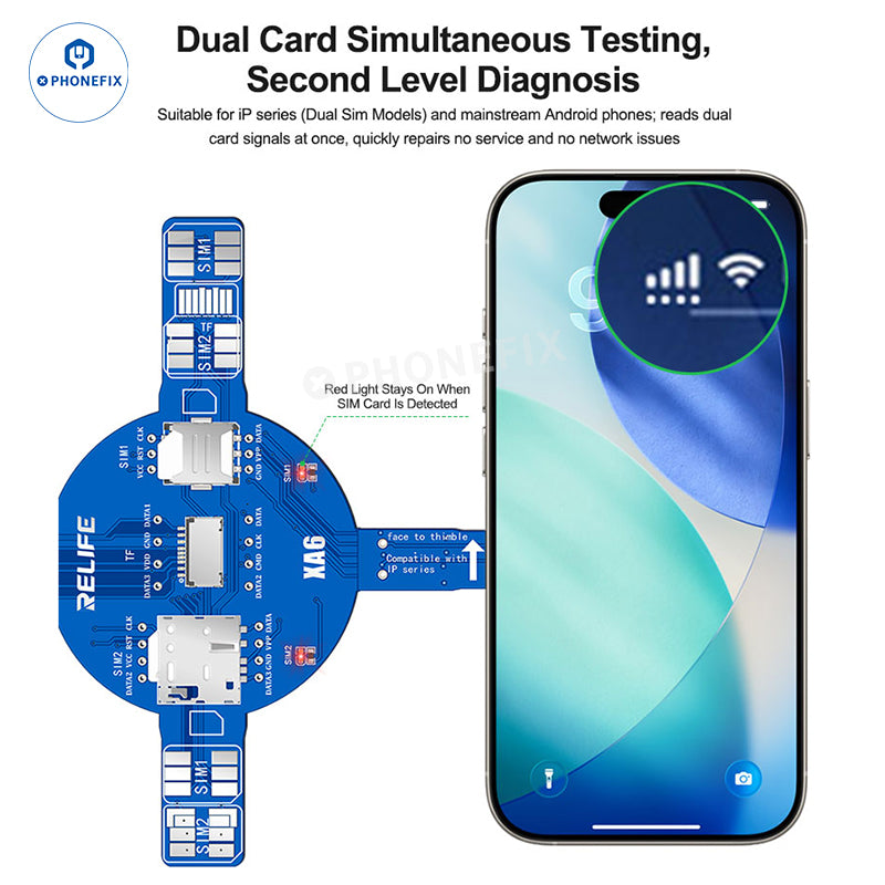 RELIFE XA6 Dual SIM Card Signal Test Board for iPhone Android