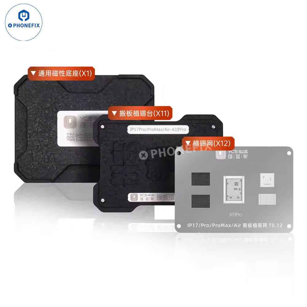 Set di stencil per reballing YCS A11-A19 Pro Tin Planting per iPhone 8-17 Serie PM - Kit di strumenti per la riparazione di schede madri - Team CHINA PHONEFIX SHOP