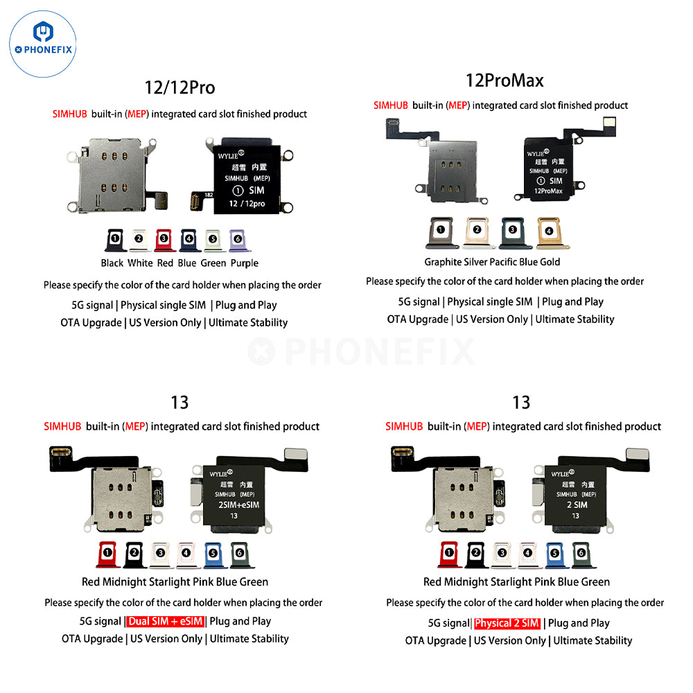 WYLIE SIMHUB (MEP) Integrated SIM Card Slot for iPhone 12-17 Series - CHINA PHONEFIX SHOP Team