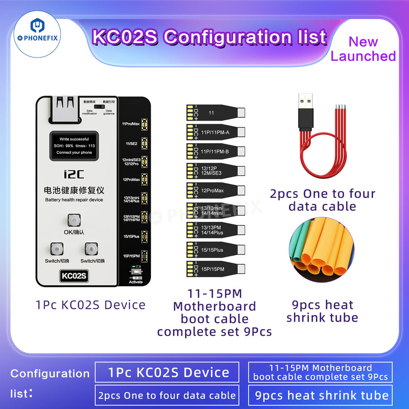 i2C KC02S iPhone 8-15 Battery Health Repair Tester W09 Pro V3