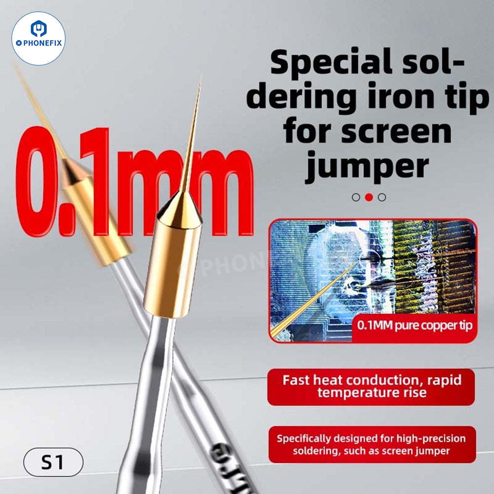 JTX S1 0.1mm Ultra-Fine Soldering Iron Tip for Screen Jumper Wire - CHINA PHONEFIX SHOP Team