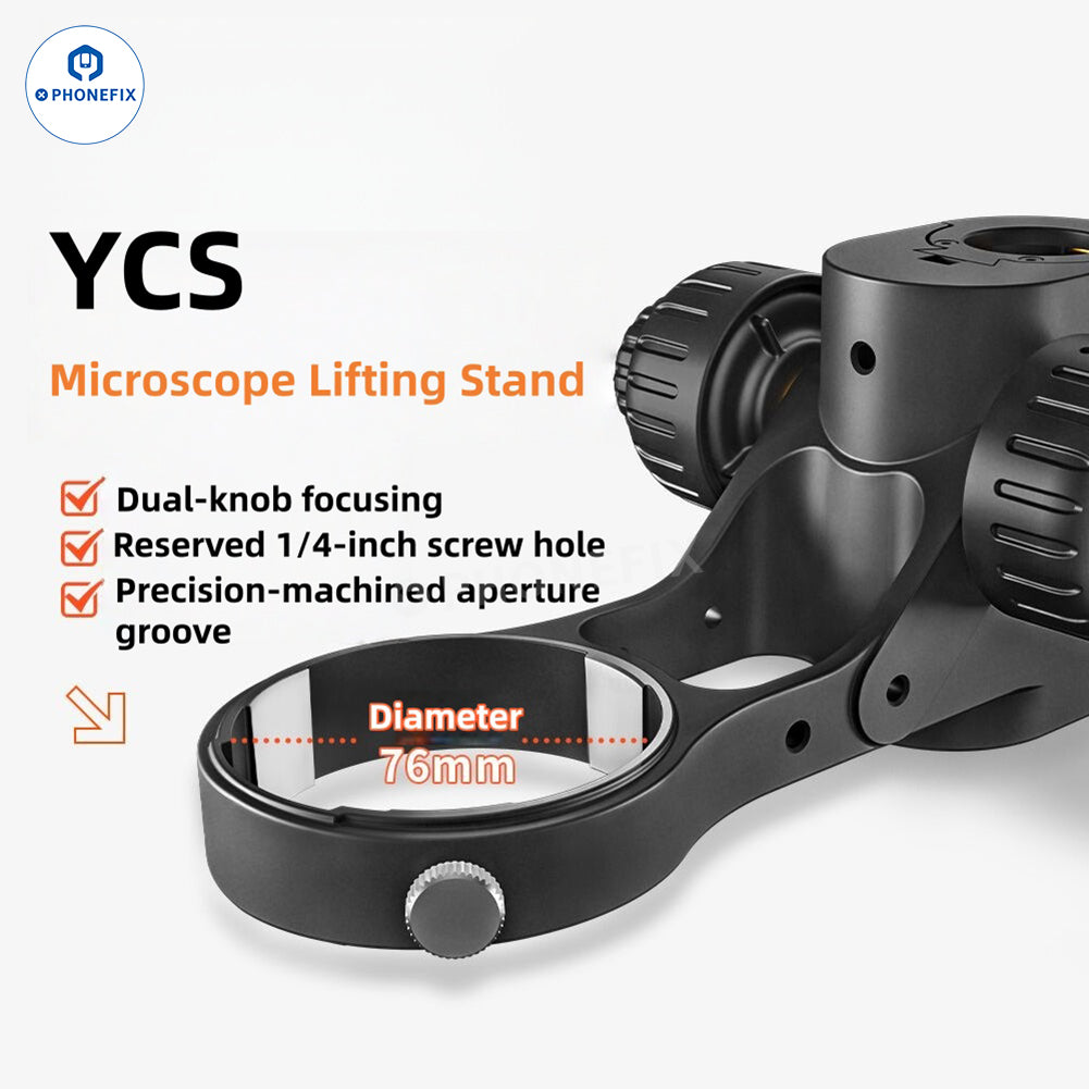 YCS Microscope Lifting Stand 76mm Holder Bracket 32mm Column
