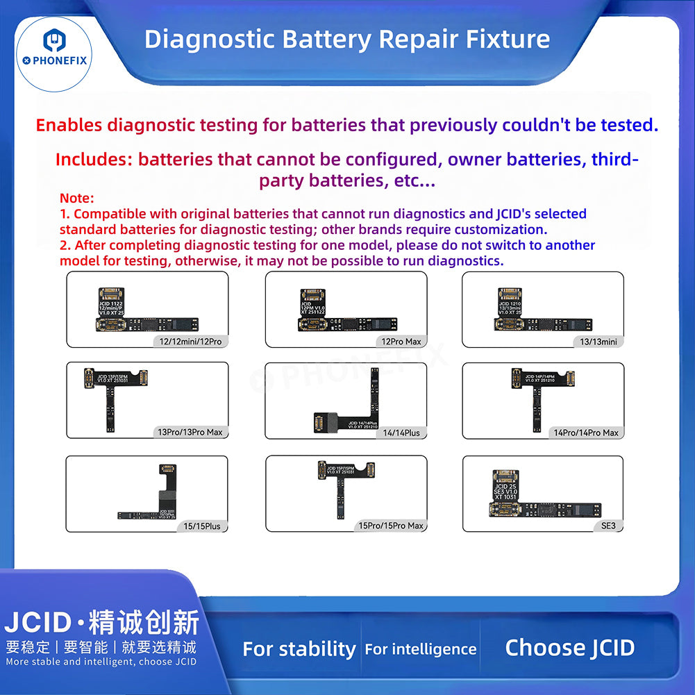 JCID Diagnosable Battery Repair FPC Cable for iPhone 12-17 Pro Max