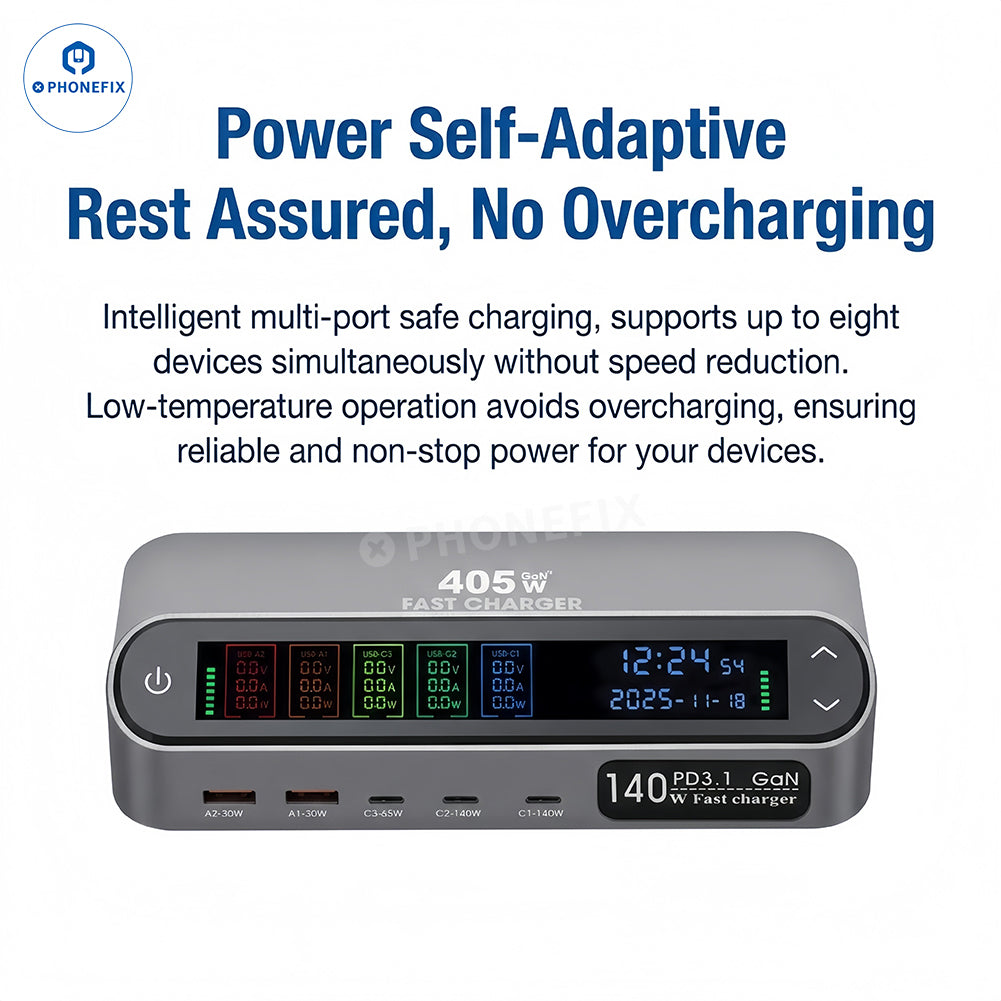 470W GaN Digital Charging Station 140W PD31 Super Fast Charger