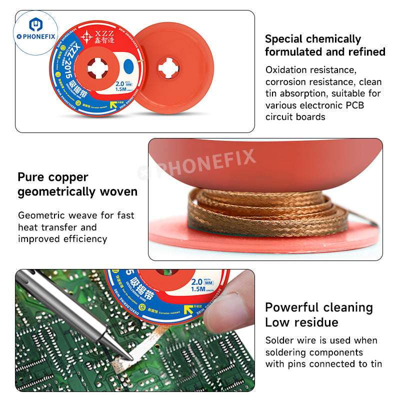XZZ-2015 3015 Desoldering Wire Cleaning Pure Copper Braid Solder Wick