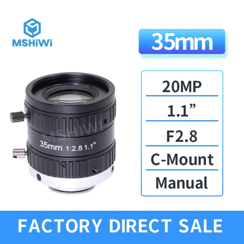 20MP C-mount 35mm Prime Lens 1.1 F2.8 Aperture ITS Camera Lens