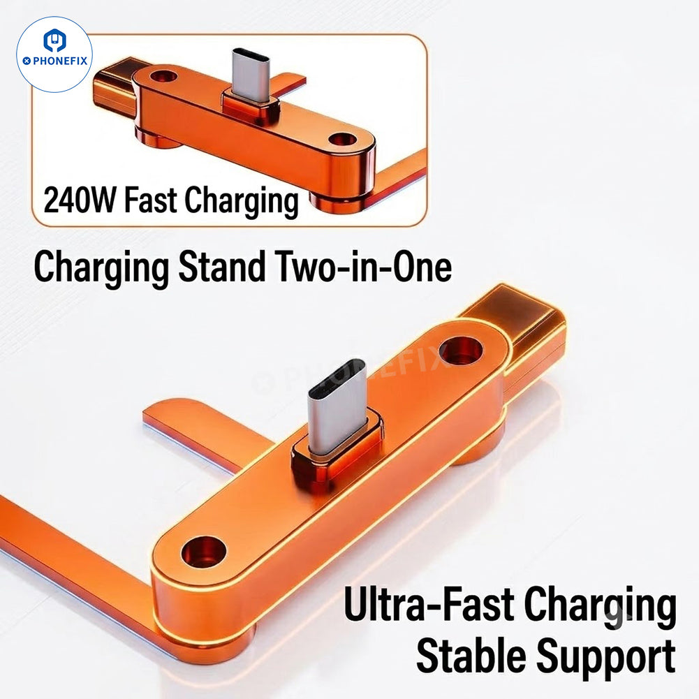 240W Type-C Fast Charging Adapter with Foldable Phone Stand