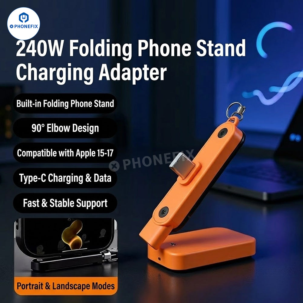 240W Type-C Fast Charging Adapter with Foldable Phone Stand