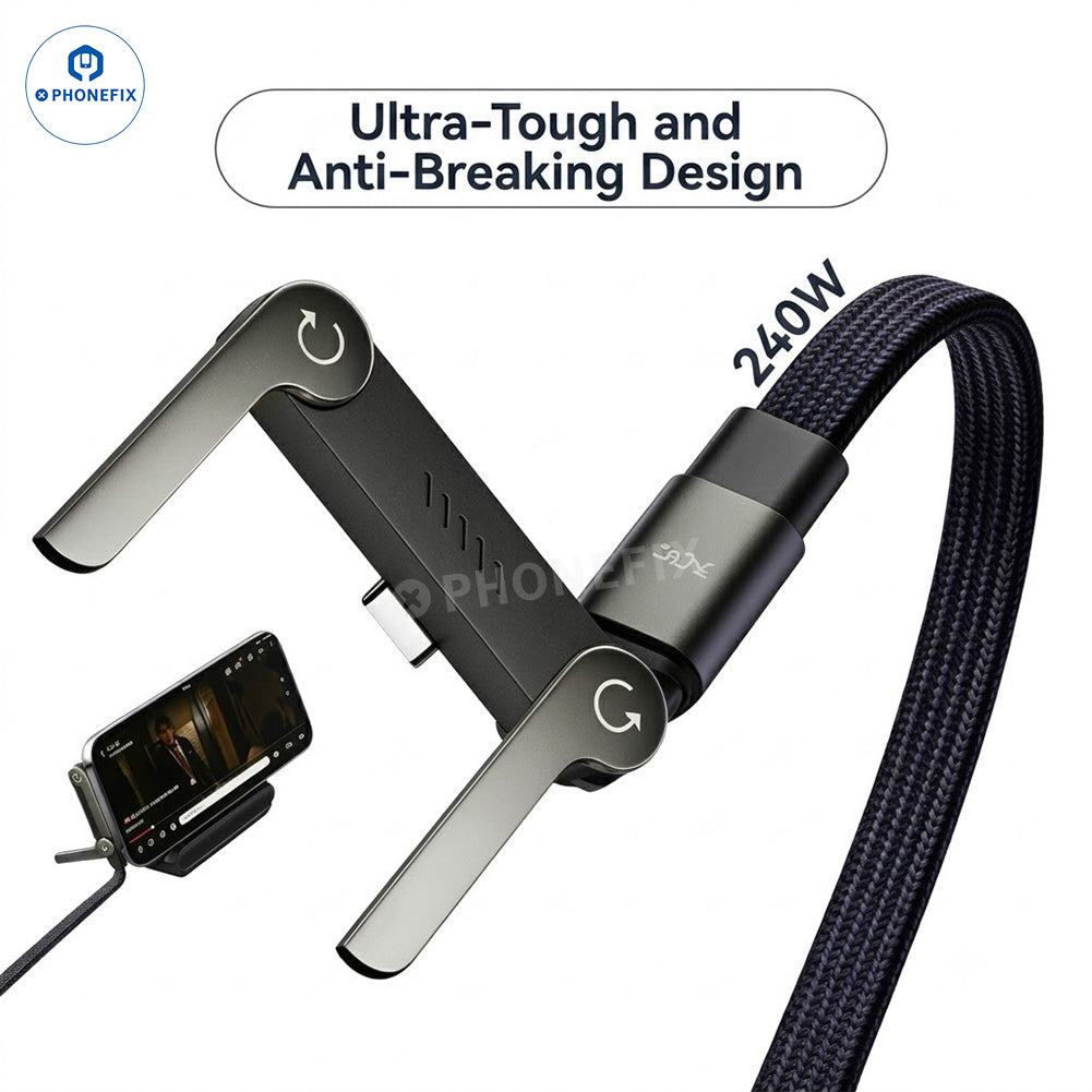 240W Type-C Fast Charging Adapter with Foldable Phone Stand