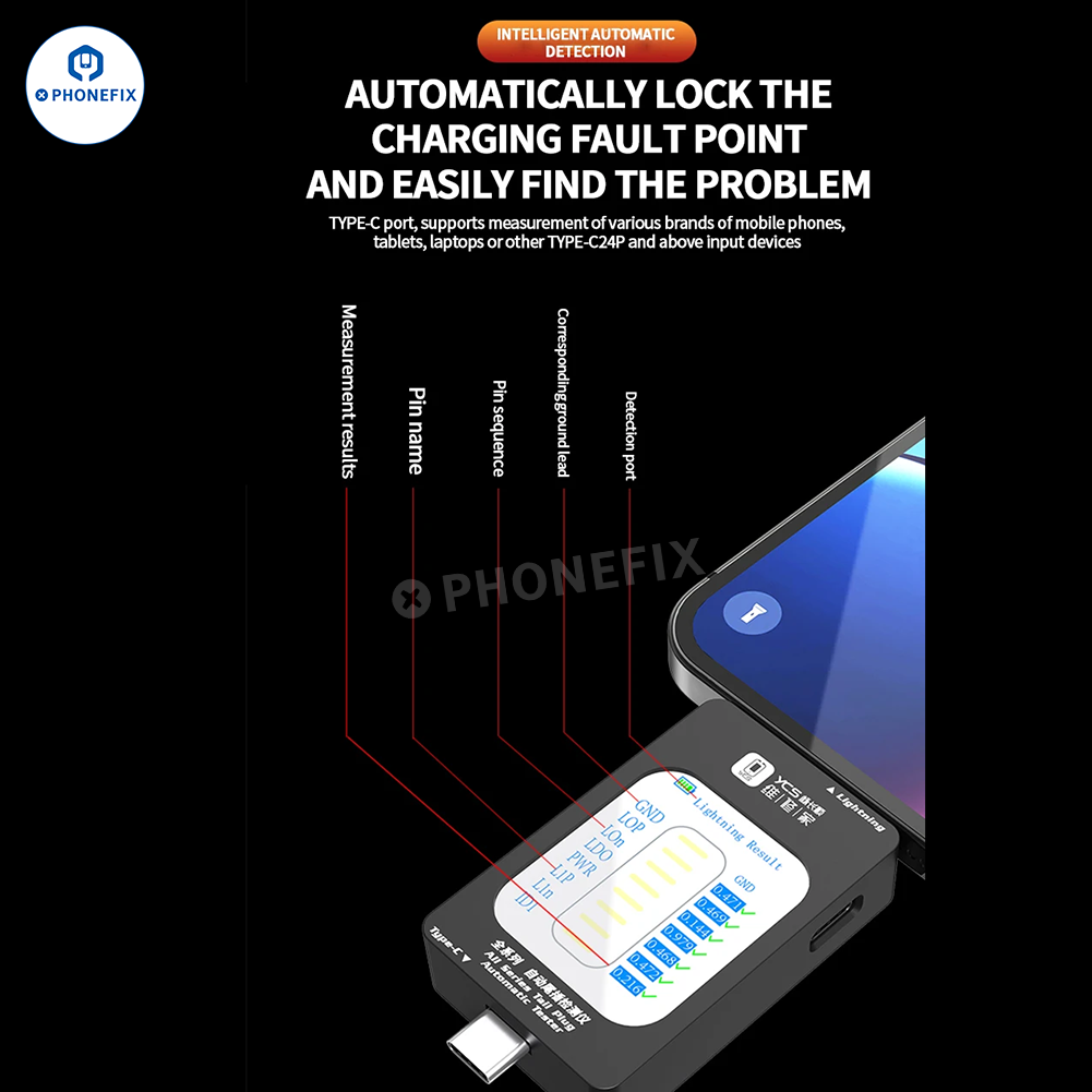 YCS 2ND Mobile Charging Tail Plug Port Tester Fault Power Meter