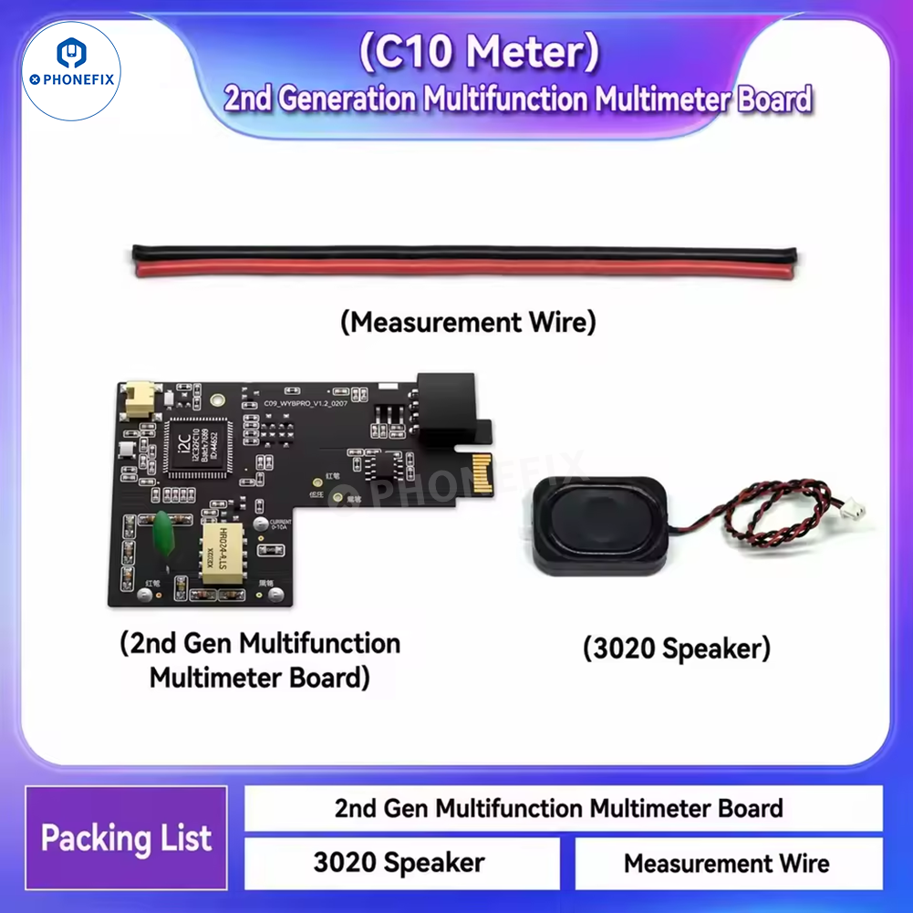 Digital multimeter from PHONEFIX measuring waveform, voltage, and charge with digital display, model i2C C09 C10 Waveform Ammeter.
