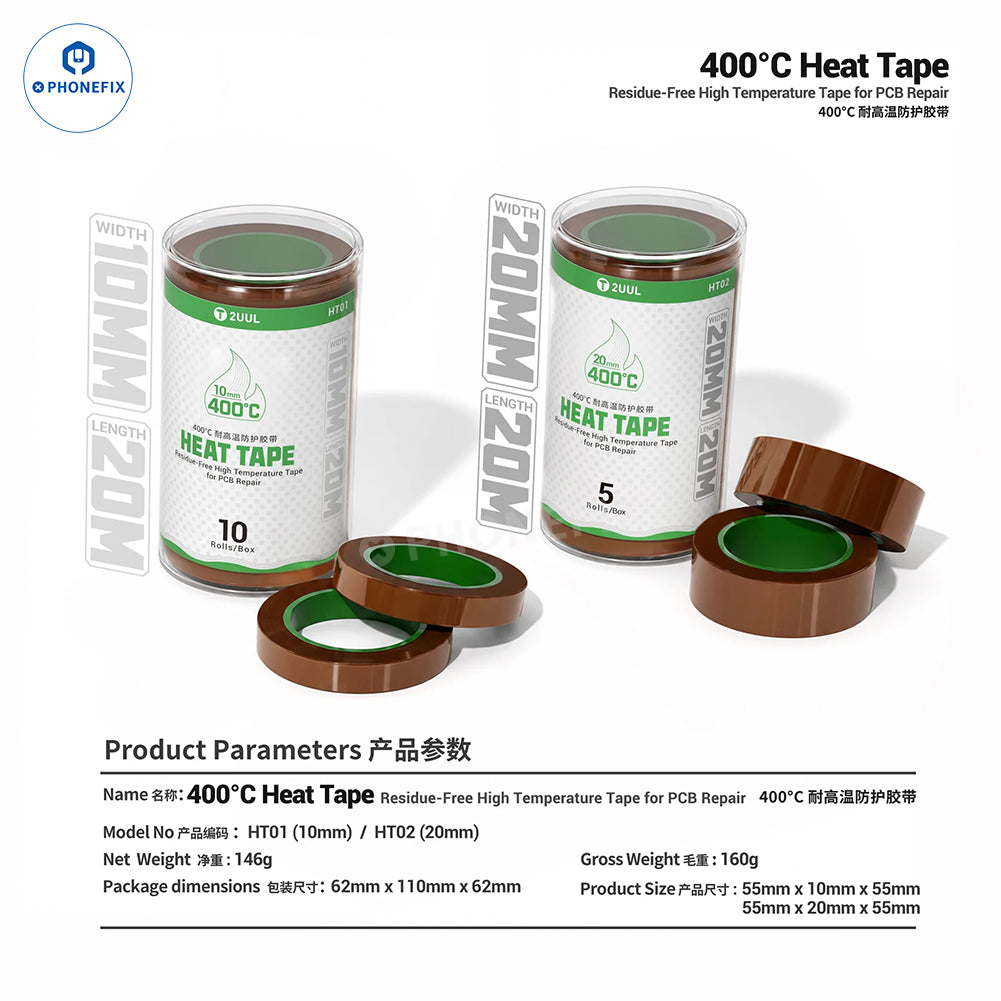 Residual-free high-temperature heat tape for mobile phone repair by PHONEFIX, suitable for precise heat application up to 400°C.