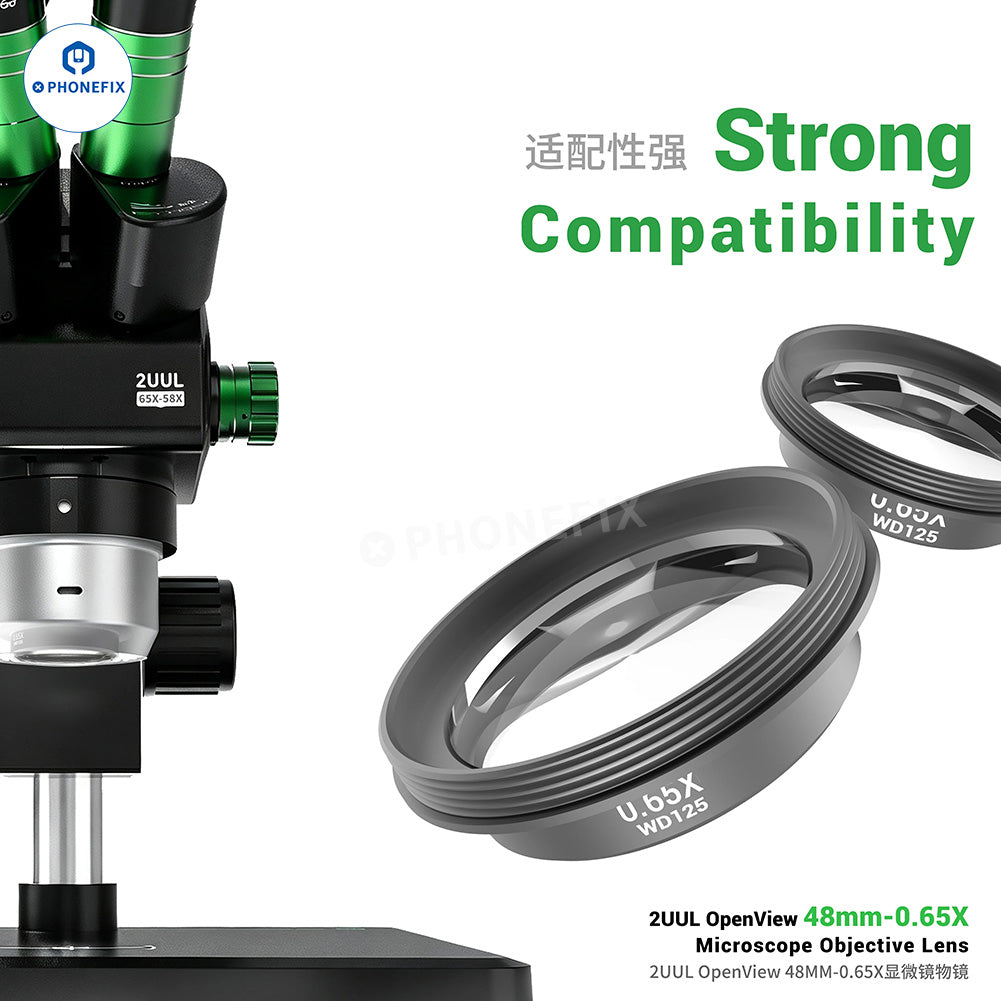 2UUL MS06 OpenView 48mm 0.65X Microscope Objective Barlow Lens