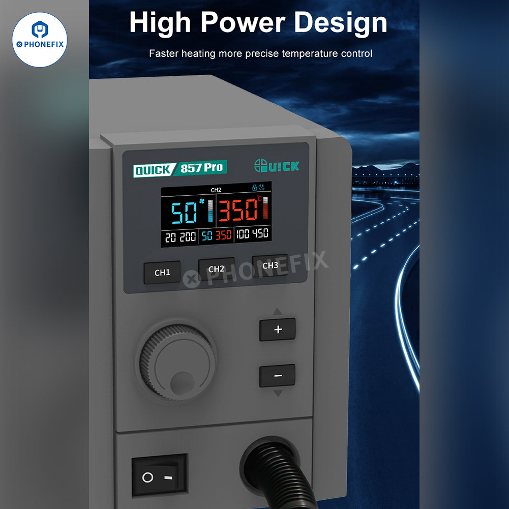 QUICK 857 Pro 580W Digital Hot Air Rework Station for Phone Repair