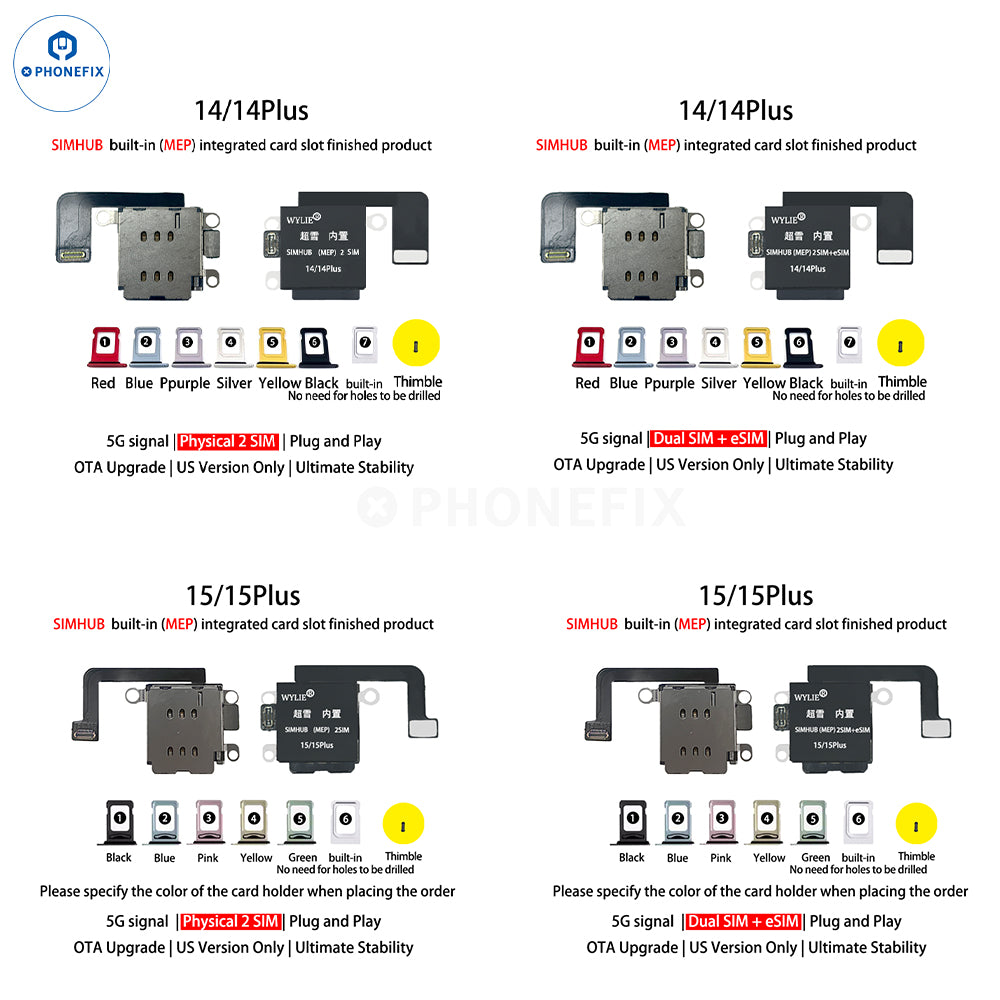 WYLIE SIMHUB (MEP) Integrated SIM Card Slot for iPhone 12-17 Series - CHINA PHONEFIX SHOP Team