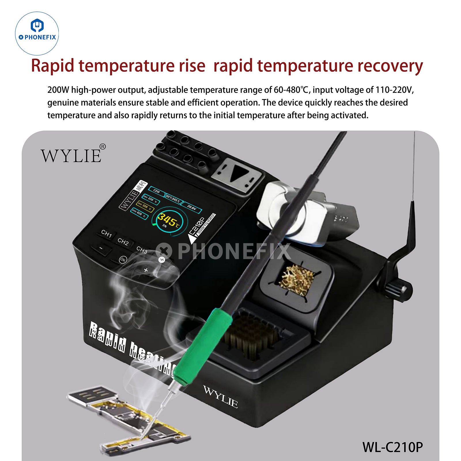 WYLIE C210P 200W Smart Soldering Station for Mobile Phone Repair