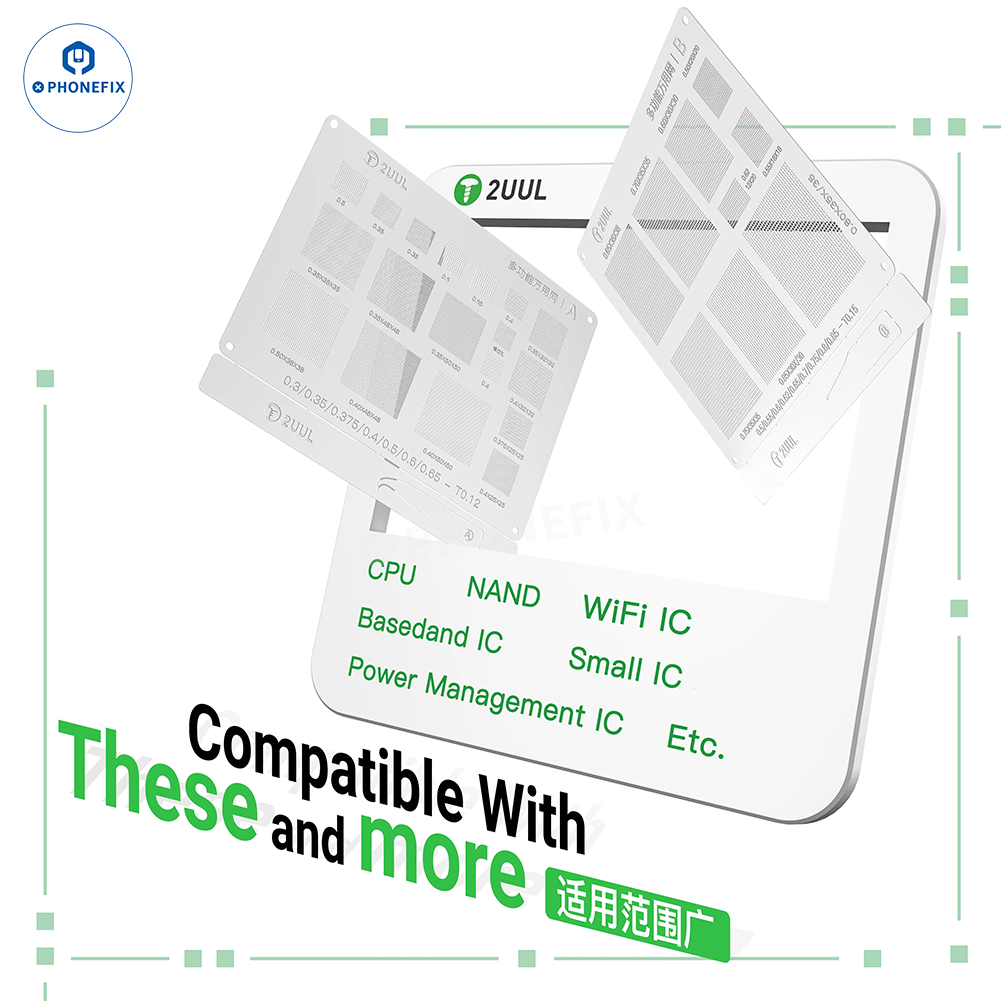 2UUL BG02 AB Universal Reballing Stencil for Phone CPU NAND WIFI IC