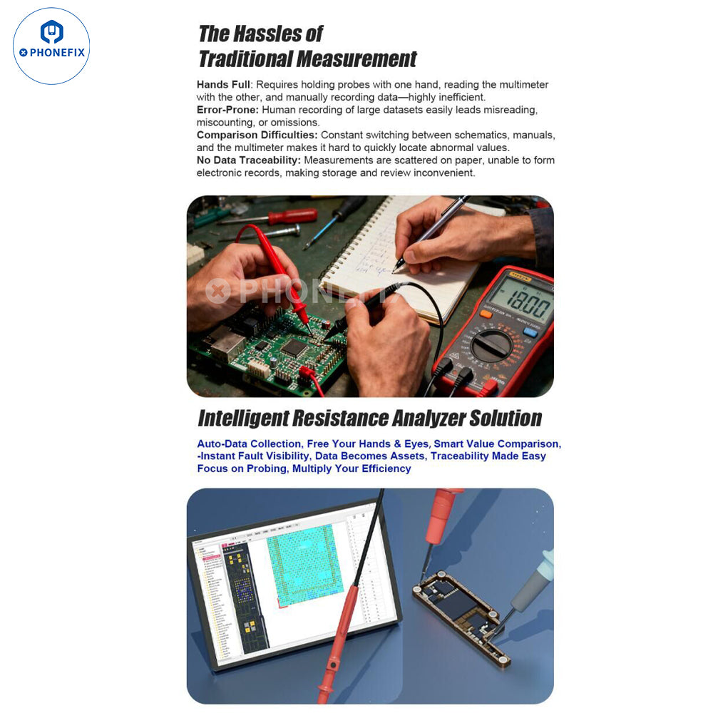 Smart Resistance Analyzer for Phone PCB IC Socket Troubleshooting