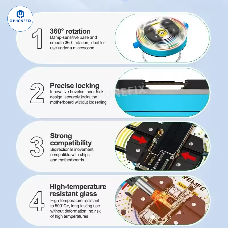 RELIFE RL-601Q PRO Rotating Glass Fixture Phone PCB IC Welding Clamp