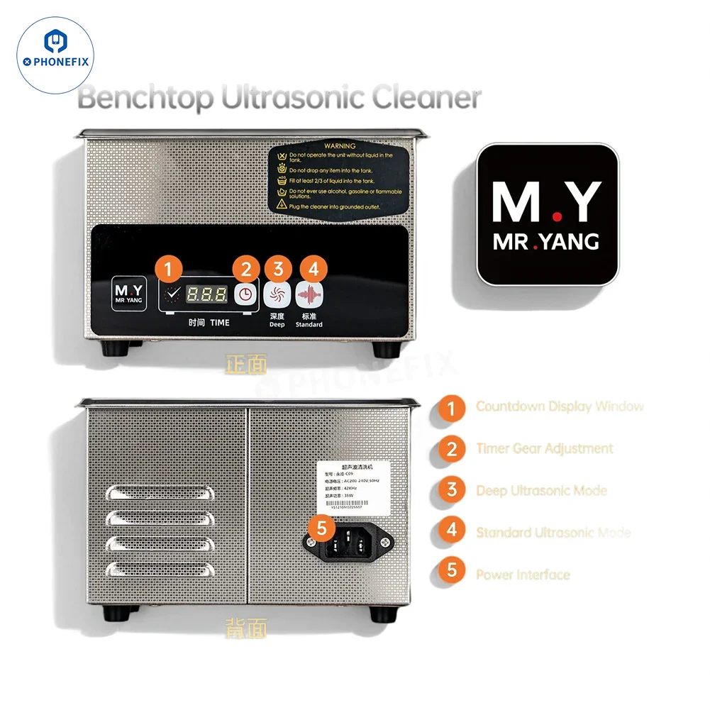 YCS M.Y C09 0.9L Ultrasonic Cleaner for Phone PCB Circuit Cleaning - CHINA PHONEFIX SHOP Team