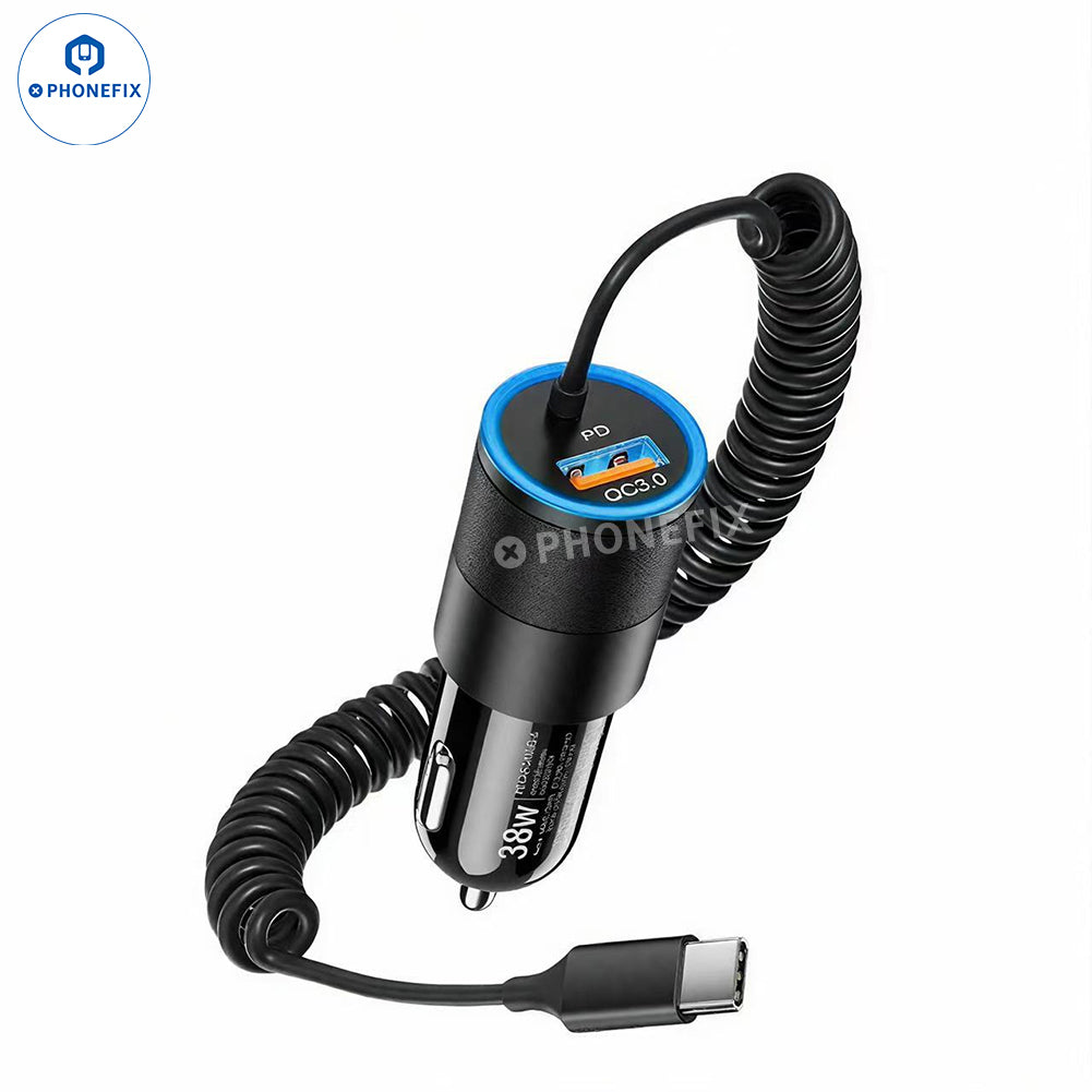 38W QC3.0 Car Charger with Carplay Cable for Mobile Phone