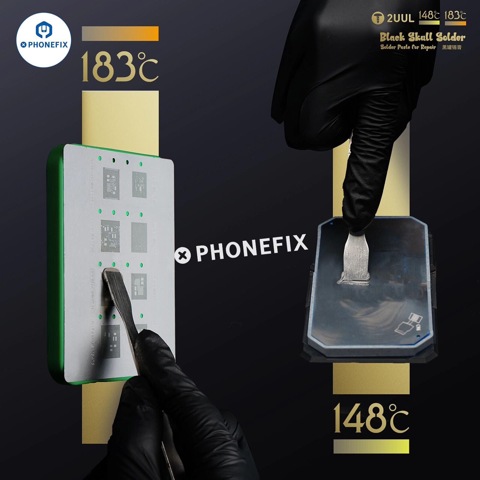 2UUL Black Skull Solder Paste 148℃ 183℃ for Phone PCB IC Repair