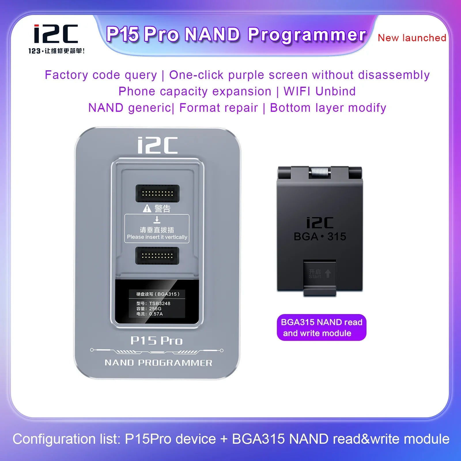 i2C P15 Pro Nand Programmer For iPhone 6-15 iPad BGA110 BGA315
