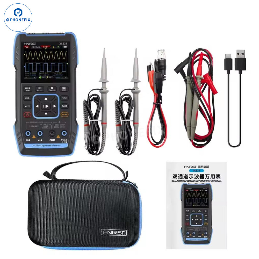 Multímetro digital portátil FNIRSI 2C23T 2C53T, generador de señales 3 en 1