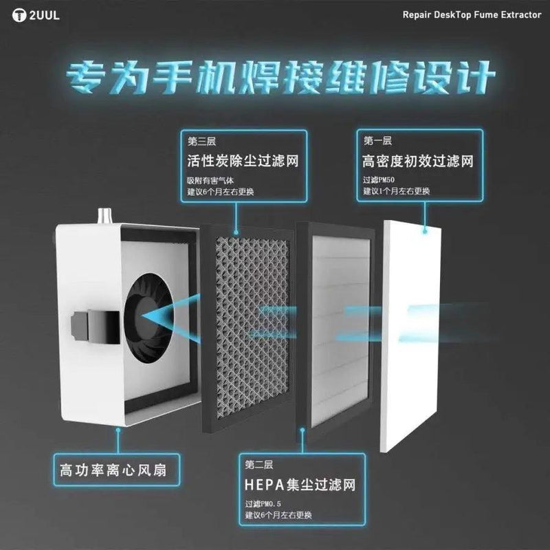 2UUL uufilter Desktop Welding Fume Extractor Soldering Smoke Filter - CHINA PHONEFIX
