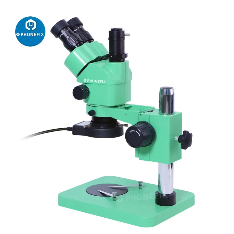 3.5X-180X Green Trinocular Stereo Zoom Microscope For Phone