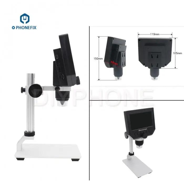 3.6MP 600X HD Digital Electronic Microscope with 4.3" LCD Display - CHINA PHONEFIX