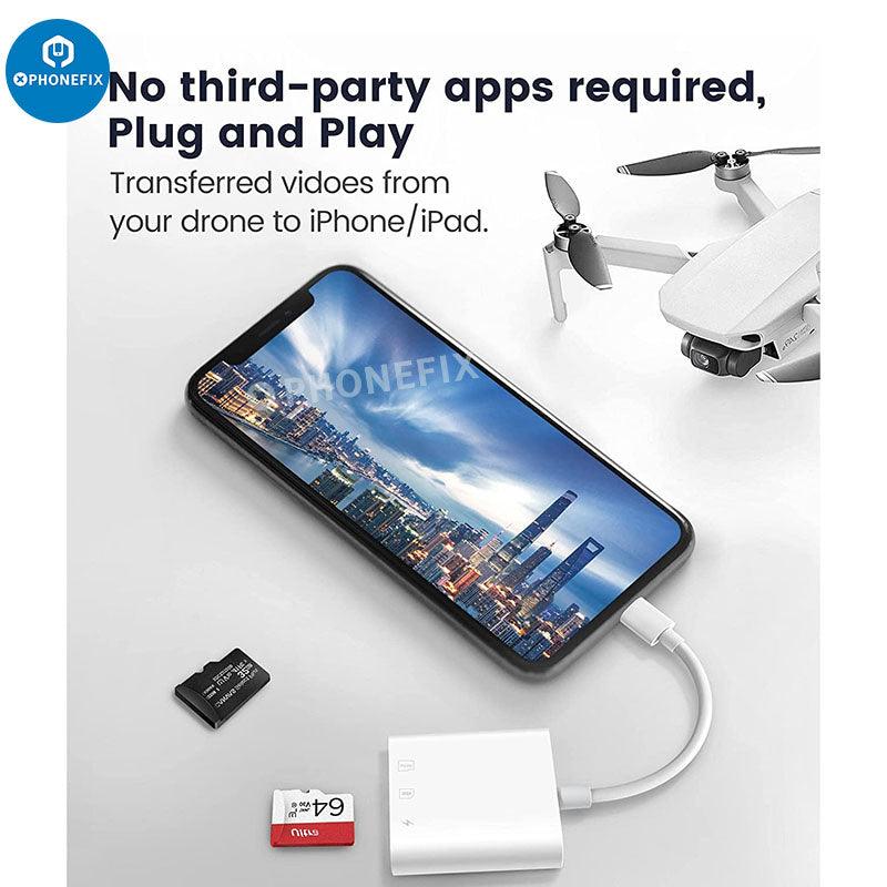 3 in 1 SD/MicroSD Card Cameras Reader for iPad iPhone USB Adapter