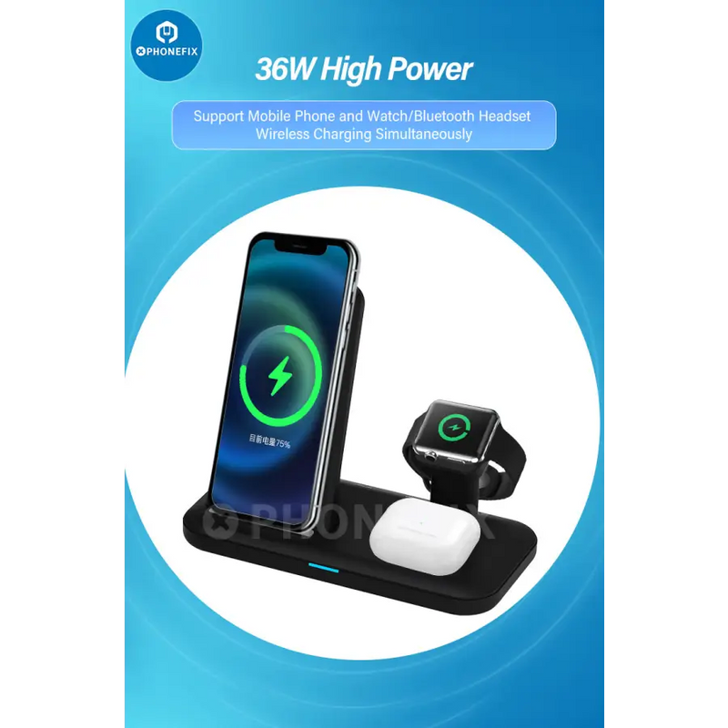 3 in 1 Wireless Charging Station Fast Charger for Phone iWatch AirPods