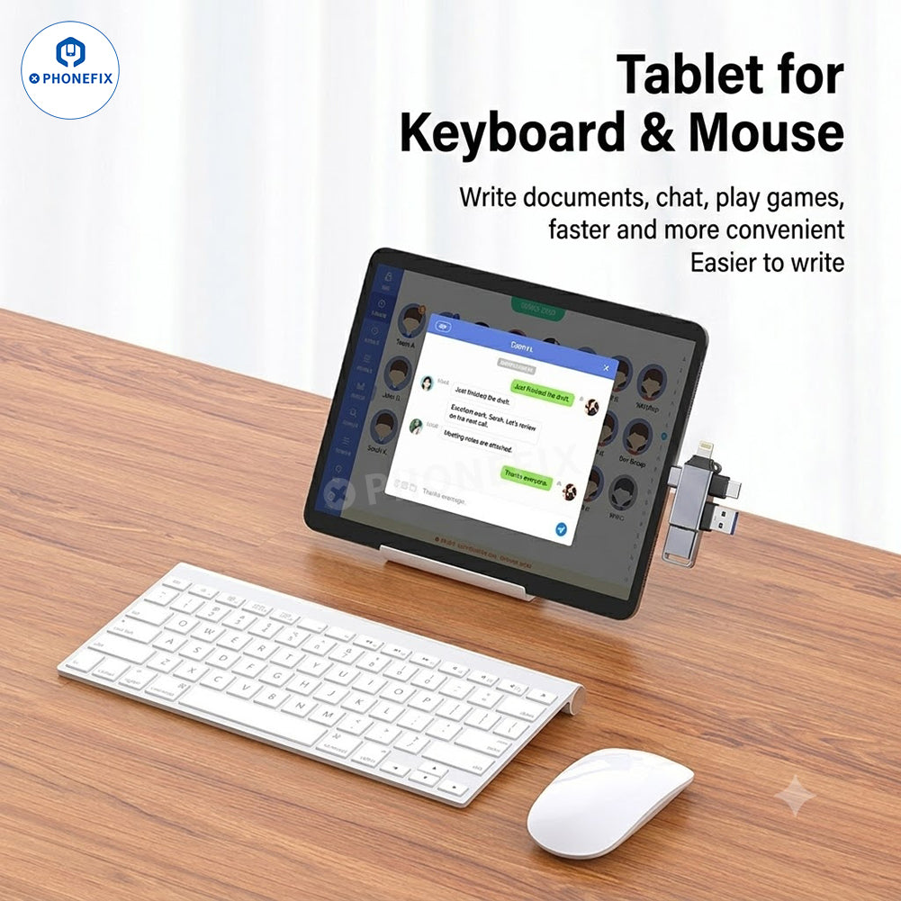 3-in-1 OTG Adapter with Lightning Type-C Micro USB for Phone Pad