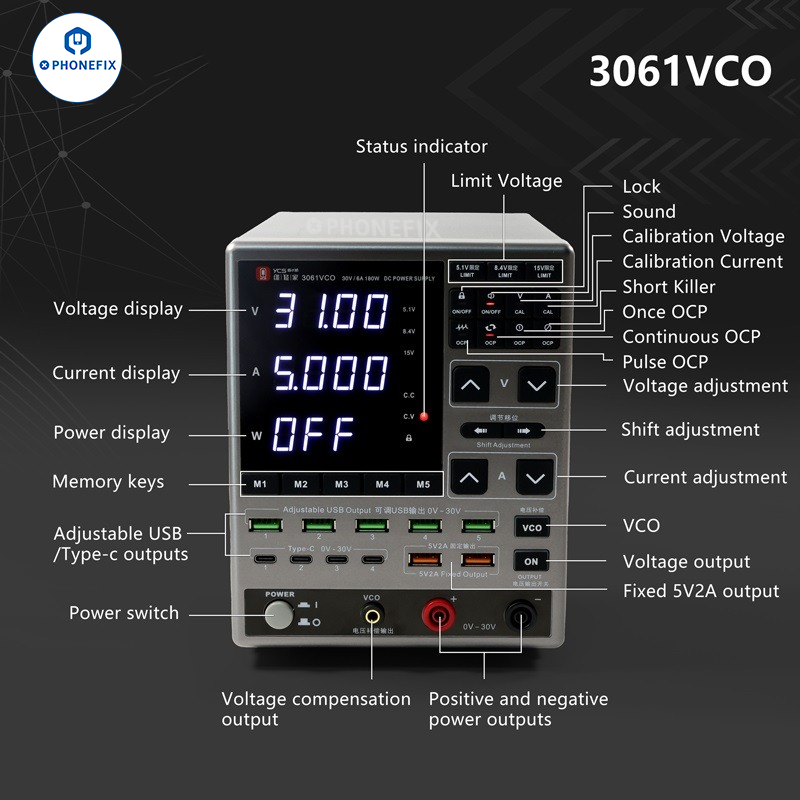 YCS 3060 3061 30V 6A DC Power Supply Phone PCB Repair Ammeter