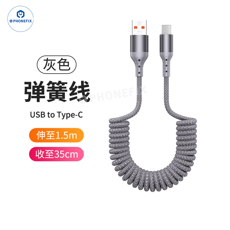 CarPlay Coiled Charging Data Cable for iPhone Android Phones