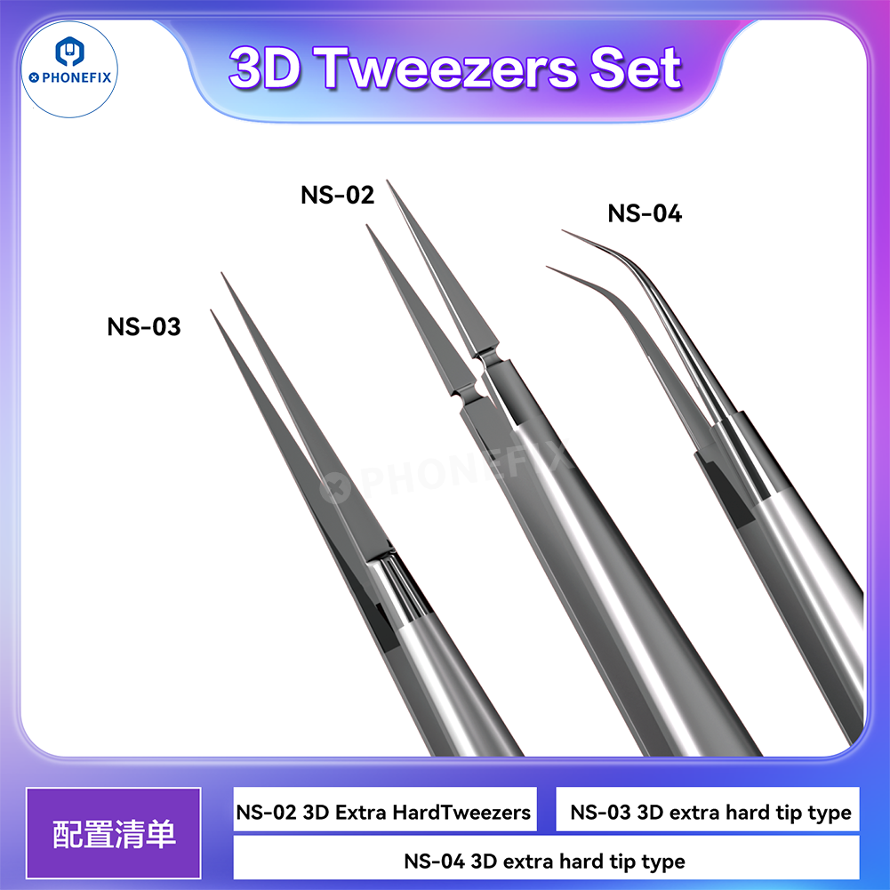 PHONEFIX Super Hard Alloy 3D Tweezers Mobile IC Tiny Parts Gripper