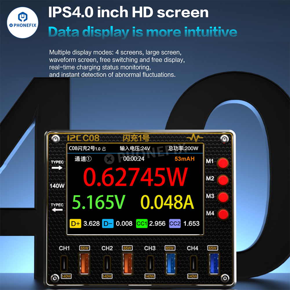 i2C C08 Flash Charger 8 Ports Fast Charging Station for Phone Laptop