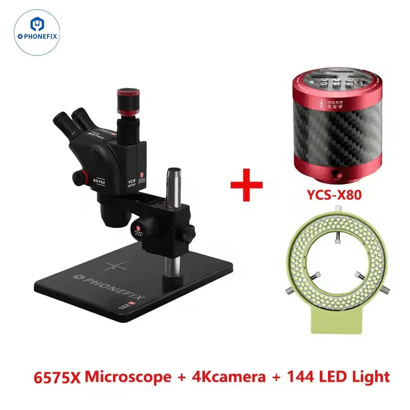 YCS 6575X 6.5X-75X Trinocular Microscope X80 4K Camera