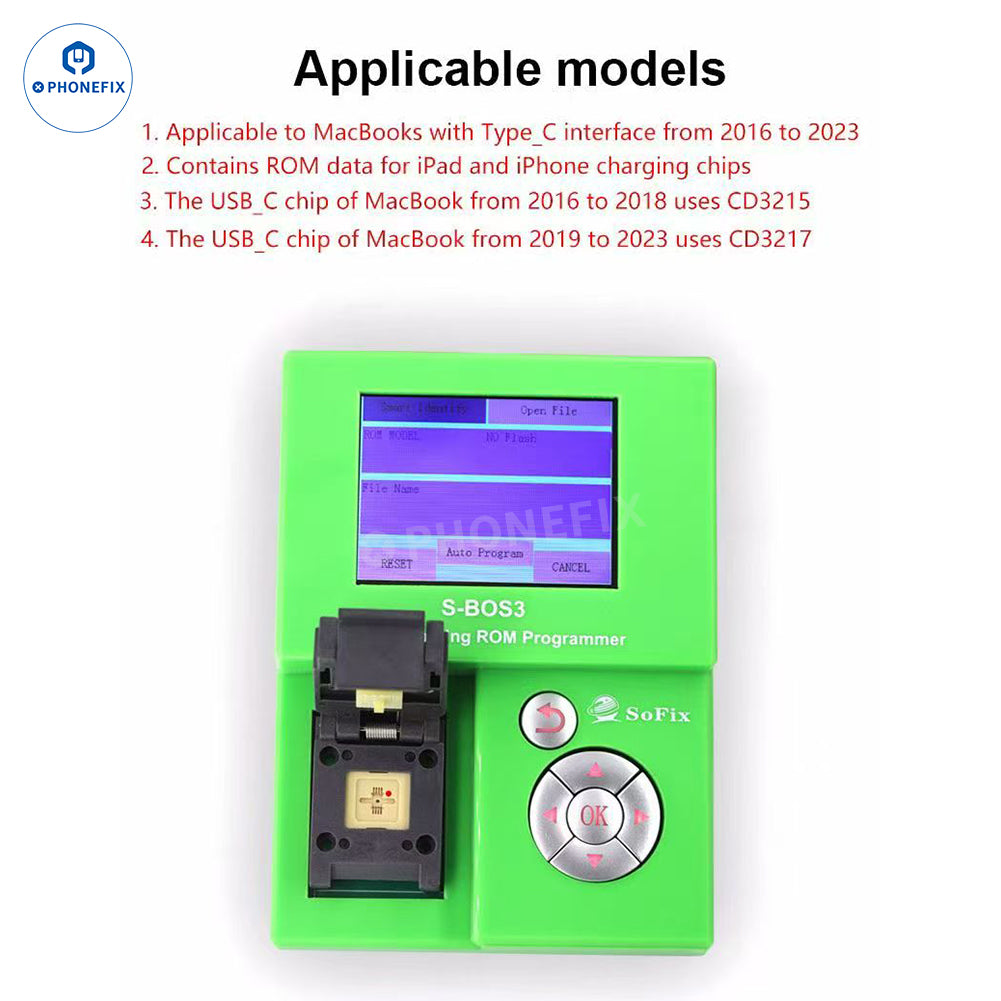 SoFix S-BOS3 CD3215 CD3217 USB-C Charging IC ROM Programmer - CHINA PHONEFIX SHOP Team