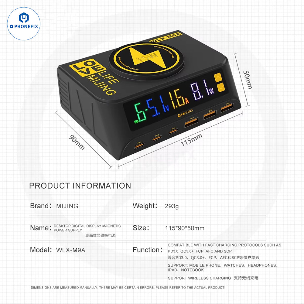 MIJING PD100 WLX-M9A Desktop Fast Charger with Wireless Charging