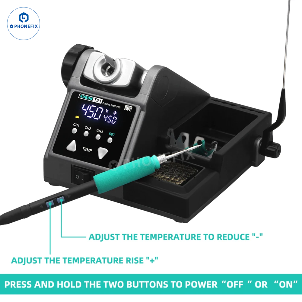 SUGON T21 Soldering Station with C210/115/245 Tips for Phone Repair