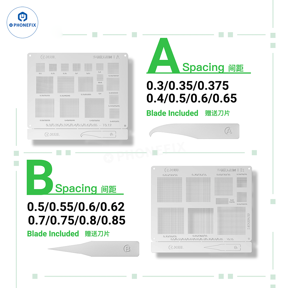 2UUL BG02 AB Universal Reballing Stencil for Phone CPU NAND WIFI IC