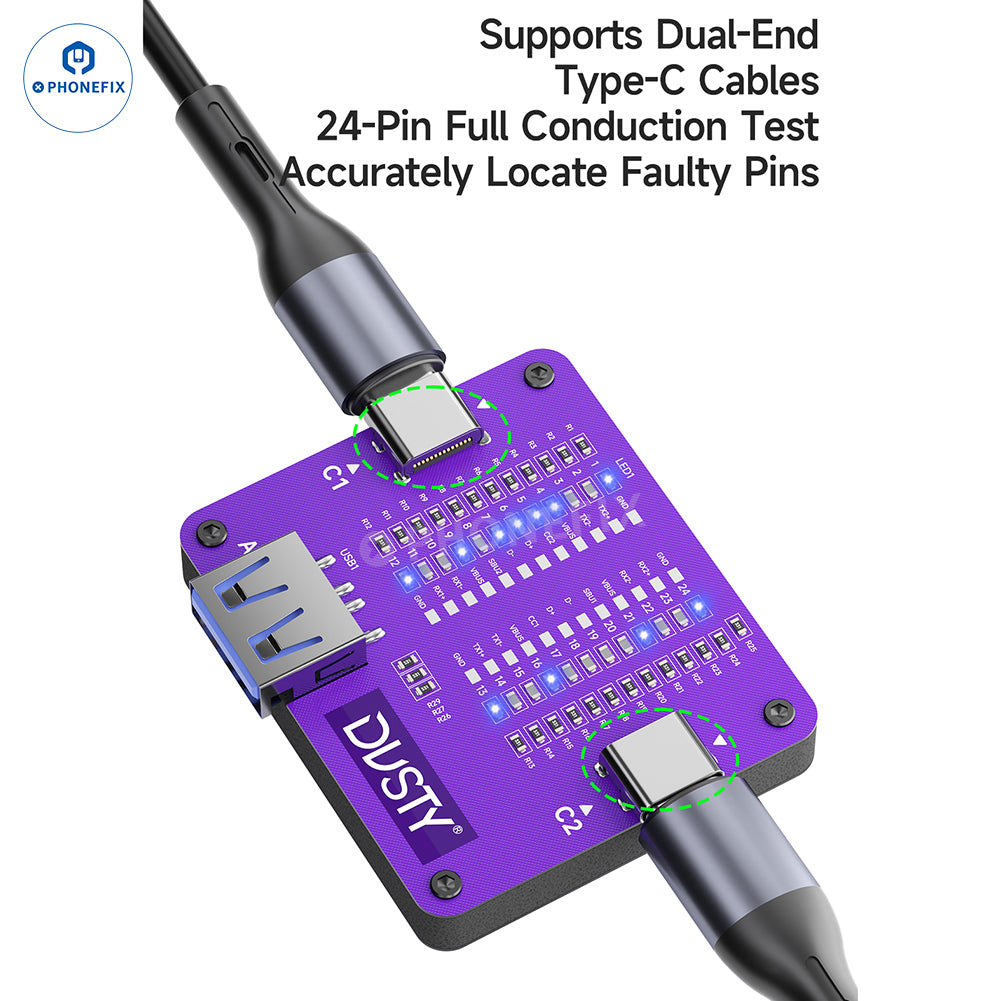 MECHANIC TC-24 Dusty Type-C Data Cable Circuit Fault Pins Tester