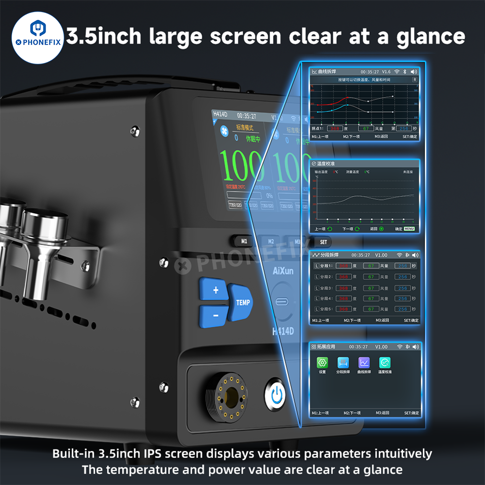 AIXUN H414D 1400W Dual Channel Hot Air Rework Station