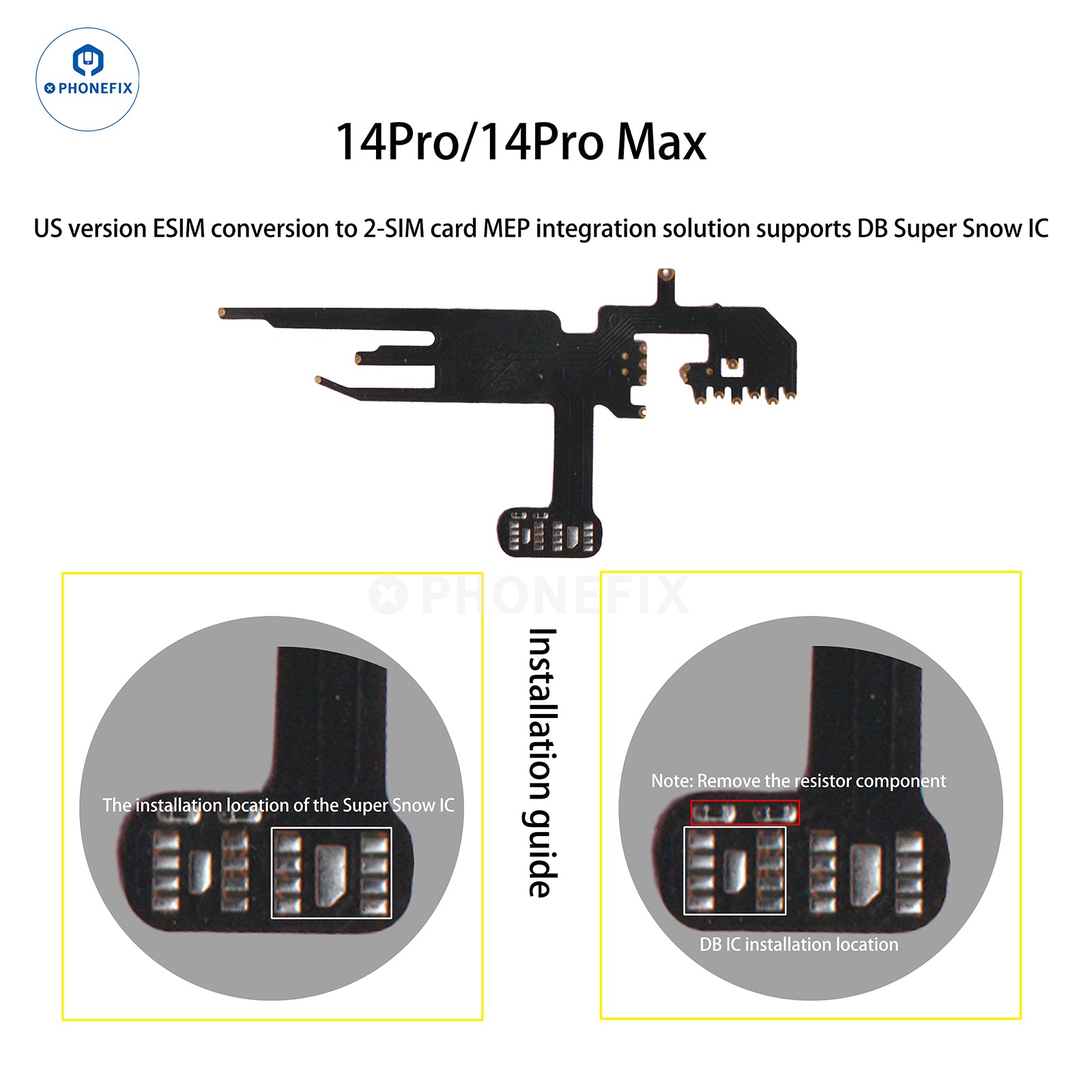 WYLIE iPhone 14-17 eSIM to 2 SIM MEP Kit Supports DB UltraSnow IC