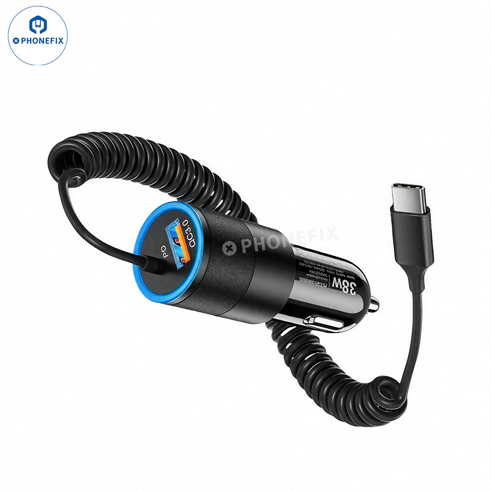 38W QC3.0 Car Charger with Carplay Cable for Mobile Phone